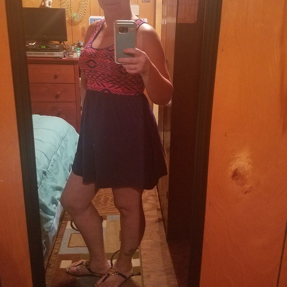 Coral and blue dress size MP - Picture 3 of 5